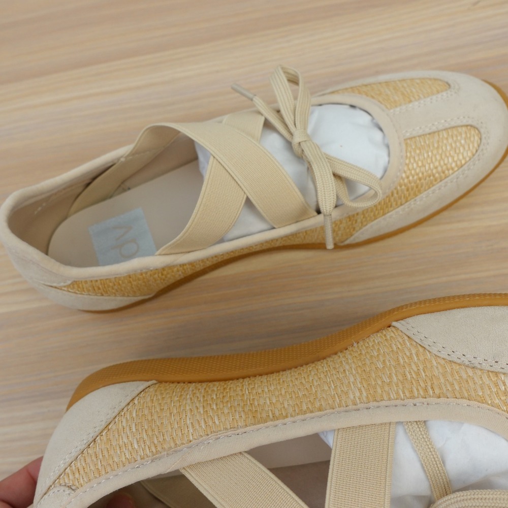 Mary Jane Raffia Balletcore Sneakers Women 6 Neutral Tan Blockette DV Dolce Vita - Picture 9 of 11